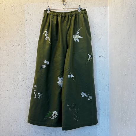 【Botanical Garden Denim / Wide Pants】