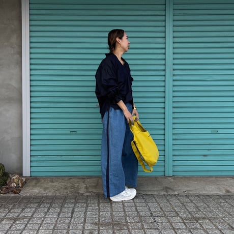 【Denim / Line Wide Pants】 Bio Bleach
