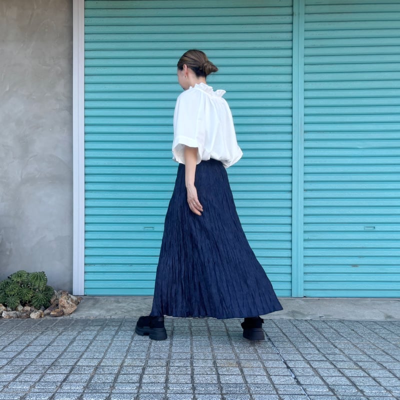 【値下げ中】ベルティカルデニムスカート Diosfront デニムスカート ベルト付きタックAラインデニム