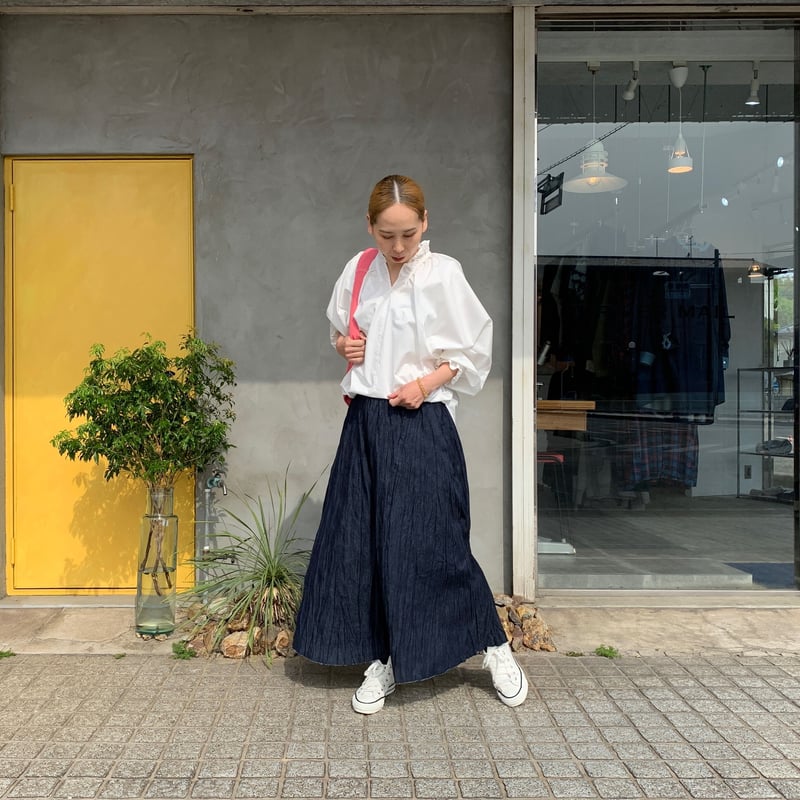 ベイクド・クリンクル・デニムスカート】 総丈80cm | RIVER MAIL ベイクド・クリンクル・デニムスカート】 総丈80cm | RIVER MAIL