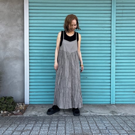 【Baked Crinkle Camisole- One-Piece】c/#Stay Navy,Greige,StayBlack