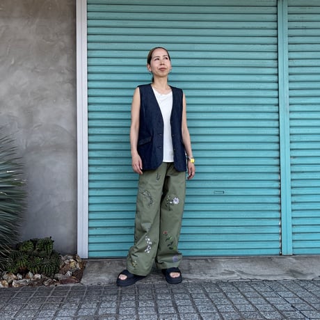 【Curved Chino Pants / Botanical Garden】
