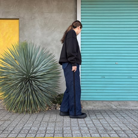 【Denim / Line Semi Wide Pants】 M  バイオ