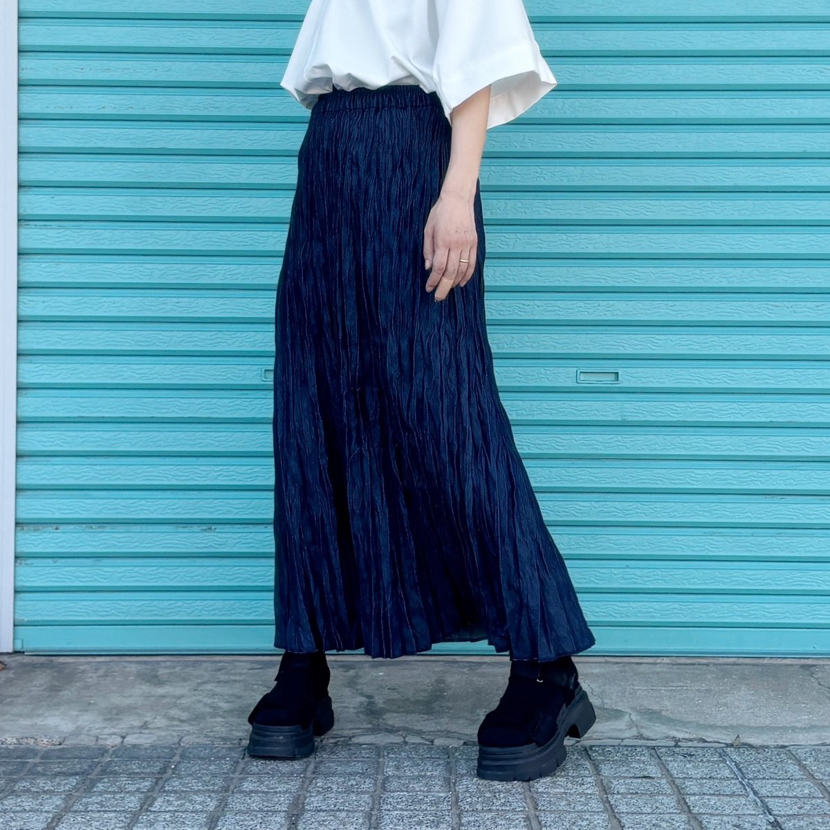 ベイクド・クリンクル・デニムスカート】 総丈80cm | RIVER MAIL STORE