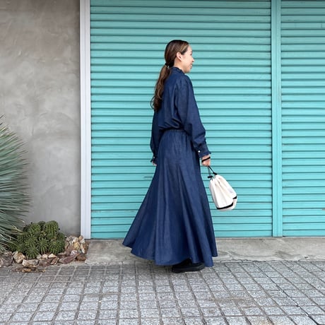 【frill collar denim shirt】