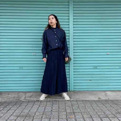 【frill collar denim shirt】