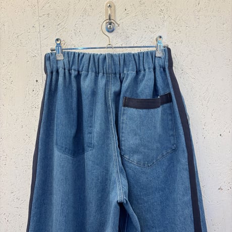 【Denim / Line Wide Pants】 Bio Bleach