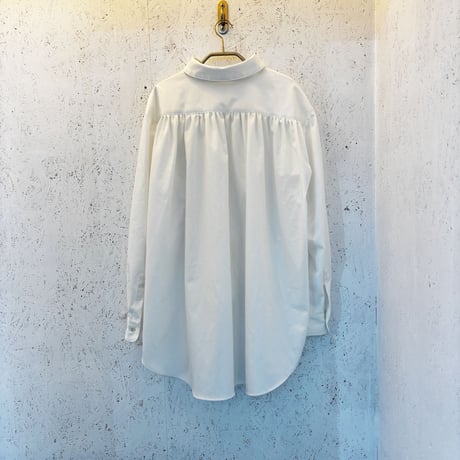 【Back Gather Denim Shirt】 White