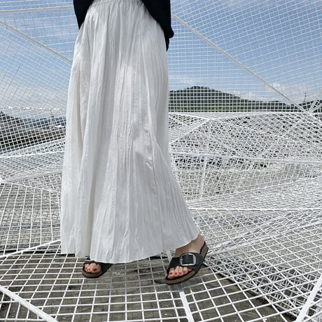 【Baked Crinkle Skirt】White,cork,agape,black 80cm〜90cm