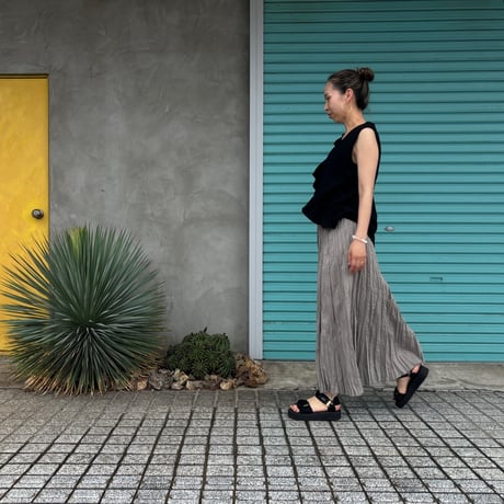 【Baked Crinkle Skirt】Greige  総丈80cm〜9５cm
