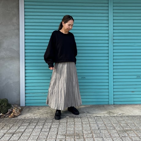 【Baked Crinkle Skirt】Greige  総丈80cm〜9５cm
