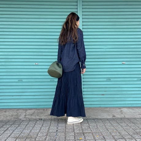 【frill collar denim shirt】