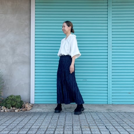 【Baked Crinkle Denim Skirt】 総丈80cm
