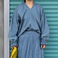 【White Denim / Frill Gather Blouse】