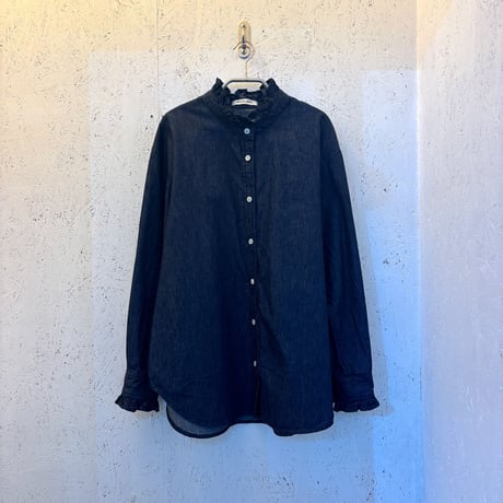 【frill collar denim shirt】