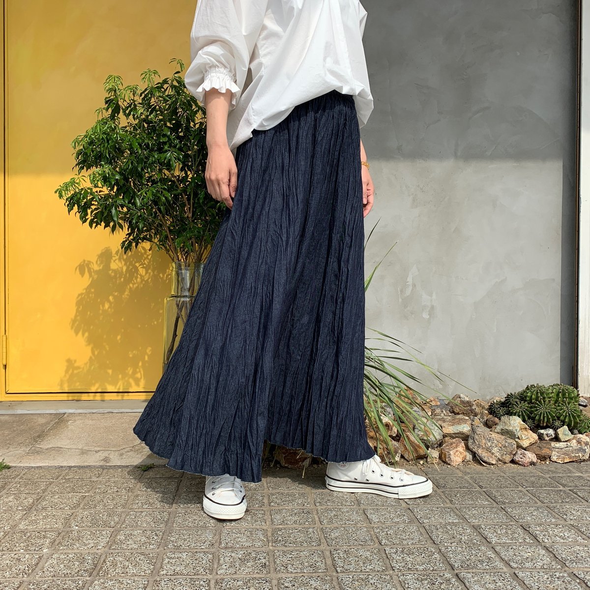 ベイクド・クリンクル・デニムスカート】 総丈80cm | RIVER MAIL STORE 