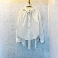 【Back Gather Denim Shirt】 White