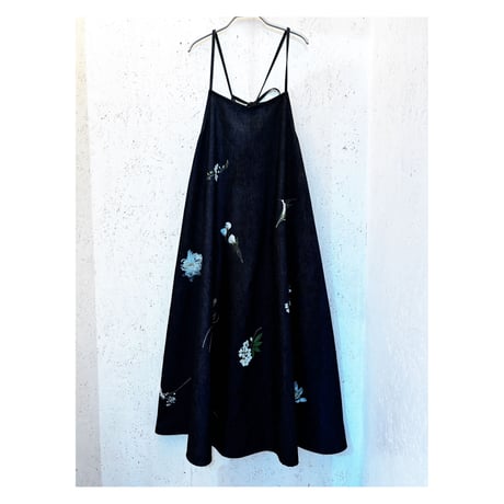 【White Flower Denim Camisole O.P】