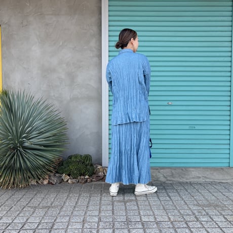 【ベイクド・クリンクル・デニムスカート】bleach総丈80cm〜95cm