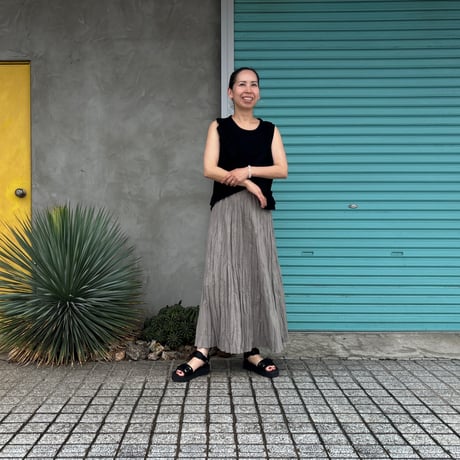 【Baked Crinkle Skirt】Greige  総丈80cm〜9５cm