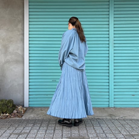 【残り1点】ベイクド・クリンクル・スカート　"Grayish Blue"  総丈80cm