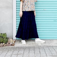 【Baked Crinkle Denim Skirt / Indigo×Black】 総丈80cm〜90cm