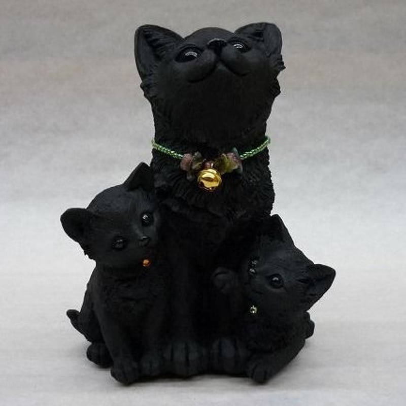 親子ねこ（約13cm）備長炭 | 人形の東月｜公式オンラインショップ
