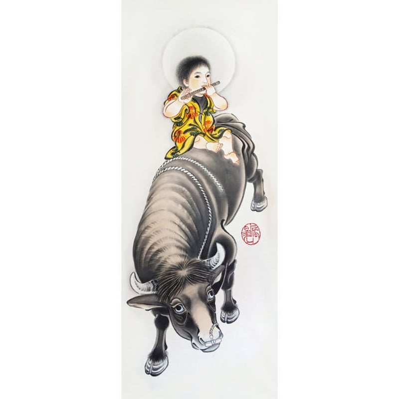 いわき絵のぼり 笛吹童子 室内幟壁掛け（H170×W70cm）心豊かな人生祈願
