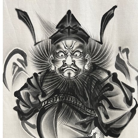 いわき絵のぼり　極小　鍾馗（正面）室内幟壁掛け（H110×W40cm）厄除け