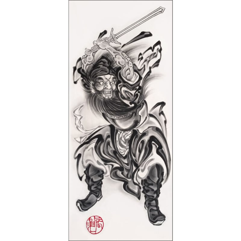 いわき絵のぼり 辟邪鍾馗 室内幟壁掛け（H170×W70cm 棒80㎝）厄除け