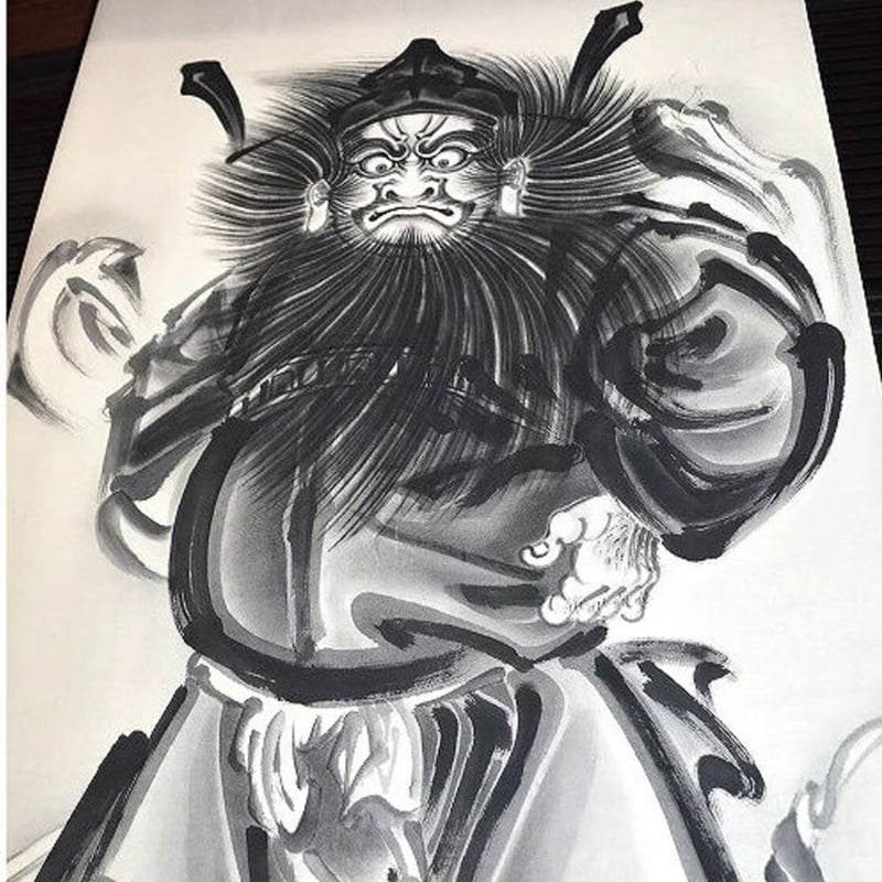 いわき絵のぼり 鍾馗(正面)室内幟壁掛け(H170×W70cm棒80㎝)厄除け いわき絵のぼり 鍾馗(正面)室内幟壁掛け(H170×W70cm棒80㎝)厄除け