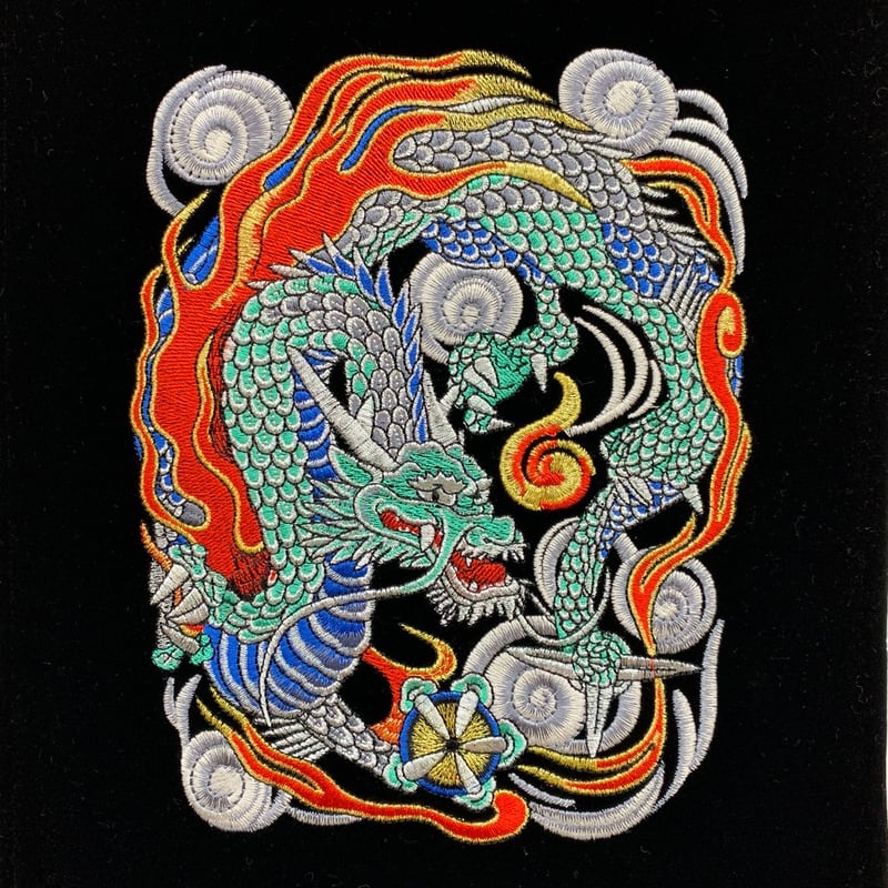 名前旗 総刺繍 大 龍神(瑞雲) 五爪龍 金刺繍 高さ90㎝ | 人形の東月