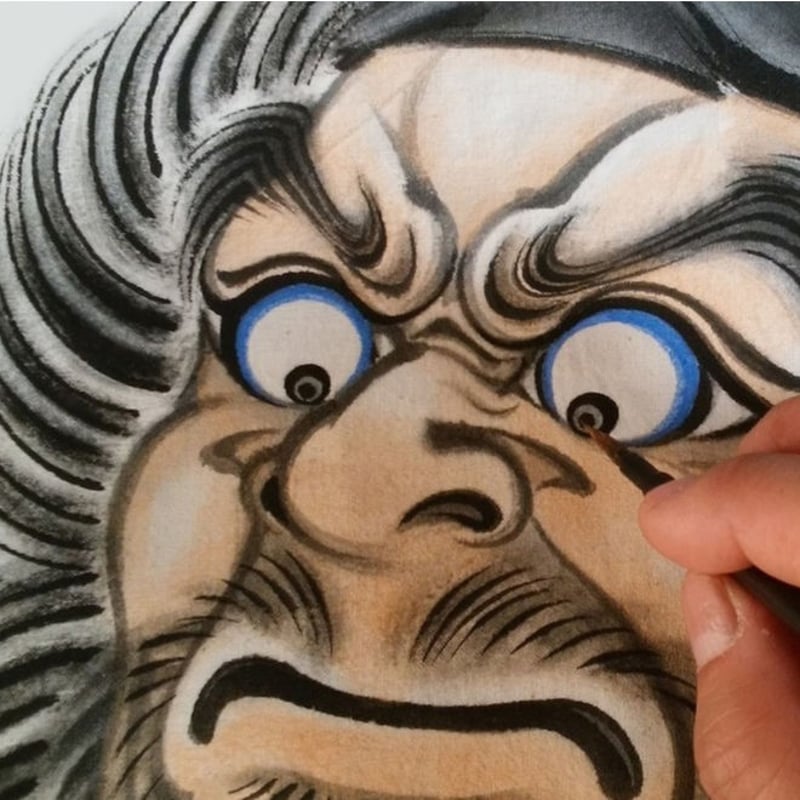 いわき絵のぼり 鬼叱之鍾馗 室内幟壁掛け（H200×W90cm 棒102㎝）厄除け