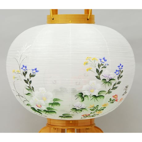 盆提灯　八女大内行灯　無垢秋田杉　12号絹二重絵入り