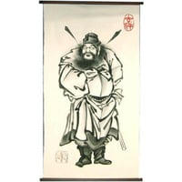 いわき絵のぼり　鍾馗（淡墨）室内幟壁掛け（H140×W70cm 棒80㎝）厄除け