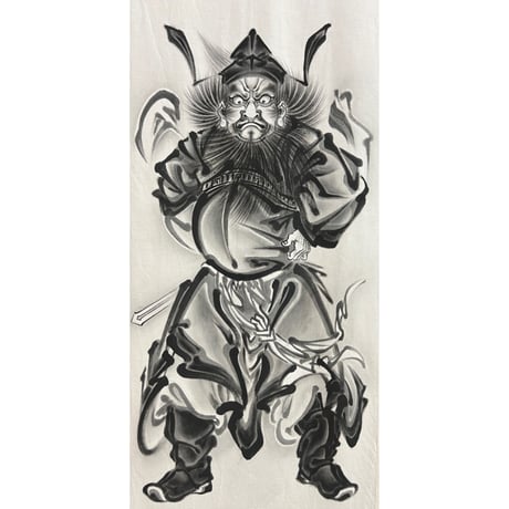 いわき絵のぼり　極小　鍾馗（正面）室内幟壁掛け（H110×W40cm）厄除け