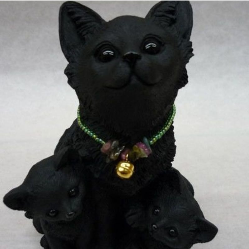親子ねこ（約13cm）備長炭 | 人形の東月｜公式オンラインショップ