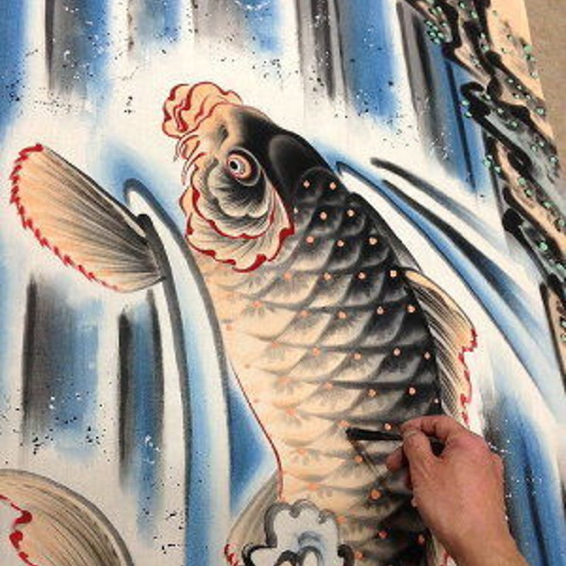 いわき絵のぼり 鯉の滝登り 室内幟壁掛け(H170×W70cm 棒80 いわき絵のぼり 鯉の滝登り 室内幟壁掛け(H170×W70cm 棒80