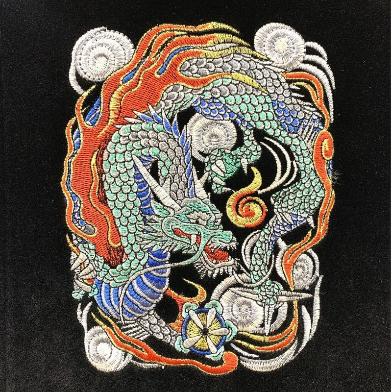 名前旗 総刺繍 小 龍神（瑞雲）五爪龍 高さ65㎝ | 人形の東月