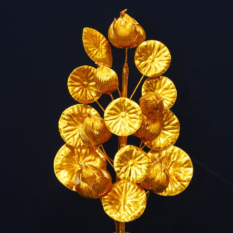 【盆棚や仏壇を華やかに彩ります】　ミニ盆花　金蓮　一対(２本)　高さ28cm　【送料無料】【web特別価格】