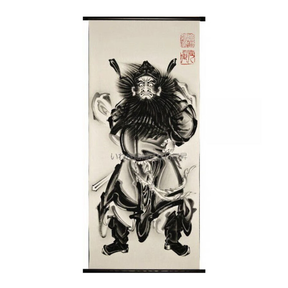 鐘馗の絵　壁掛け いわき絵のぼり 鬼叱之鍾馗 室内幟壁掛け（H200×W90cm 棒102