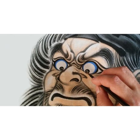 いわき絵のぼり　鬼叱之鍾馗　室内幟壁掛け（H200×W90cm 棒102㎝）厄除け