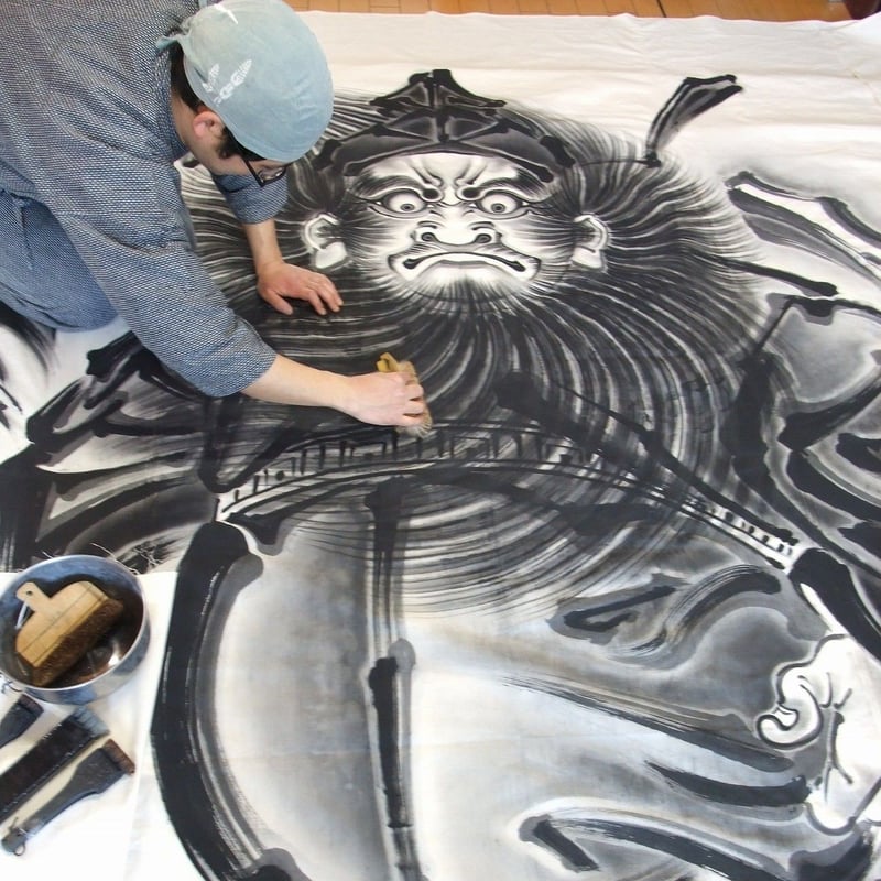 【新古品】鯉のぼり　鍾馗　幟　本染め　超大判　265×130㎝　高級手描き　旗 いわき絵のぼり 屋外絵幟鐘馗(正面)4.5m×0.7m 厄除け | 人形の東月