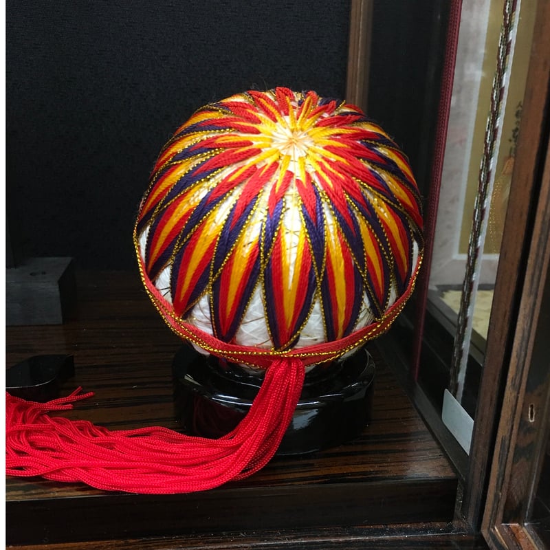 羽子板立体振袖刺繡六角ガラスケース18号・間口約43×奥行約