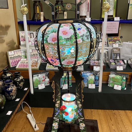 盆提灯　廻転行灯　二連灯　三本足　10号　高さ130cm　【送料無料】【web特別価格】