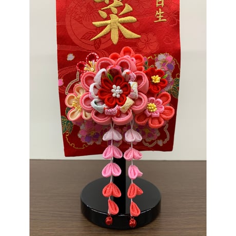 名前旗　親子うさぎ　赤　特小　高さ40㎝