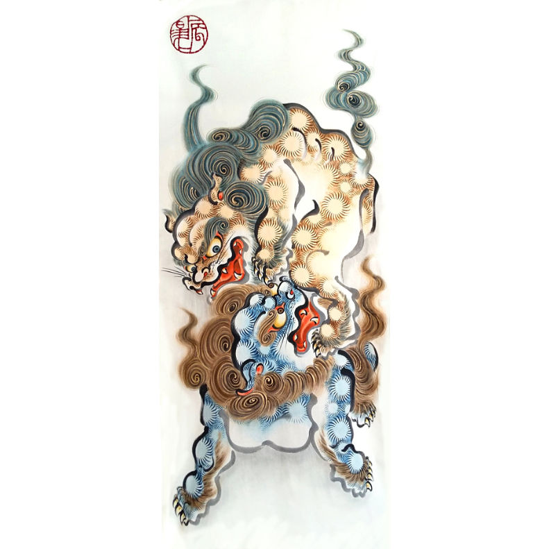 連獅子　絵　壁掛け fit=scale-down,w=1200