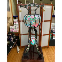 盆提灯　廻転行灯　二連灯　三本足　10号　高さ130cm　【送料無料】【web特別価格】