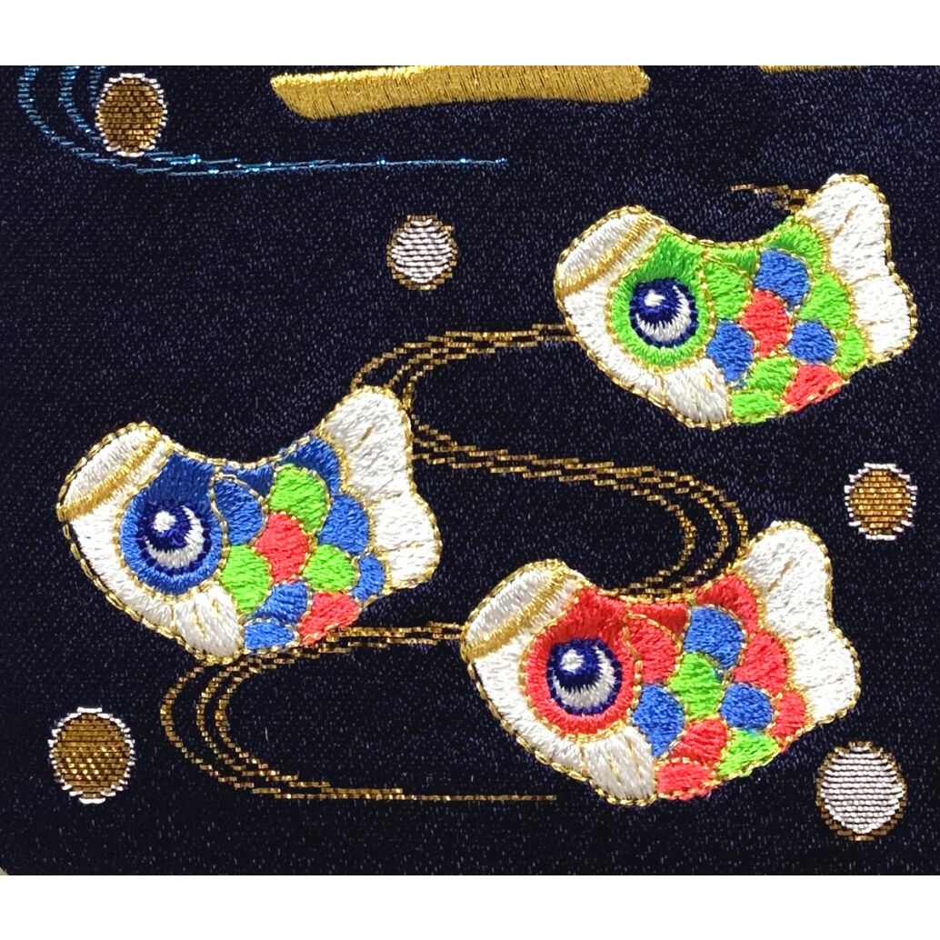 名前旗 こいのぼり 紺 まめ 金刺繍 高さ28㎝ | 人形の東月｜公式