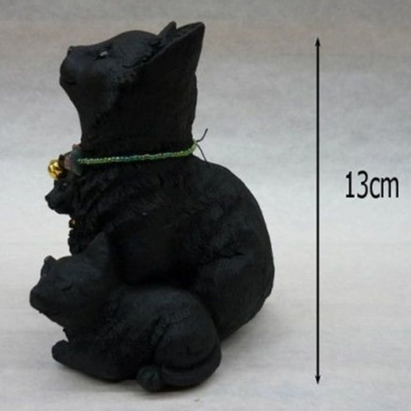 親子ねこ（約13cm）備長炭 | 人形の東月｜公式オンラインショップ